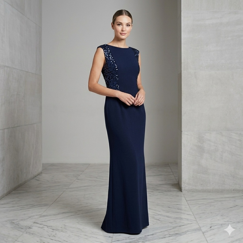 Aidan Mattox Sequin Bodice Maxi Gown Ball Wedding Formal